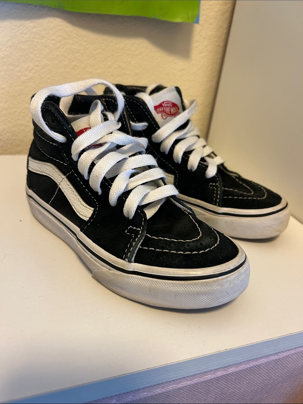 Vans Black and White High-Top Skate Sneakers